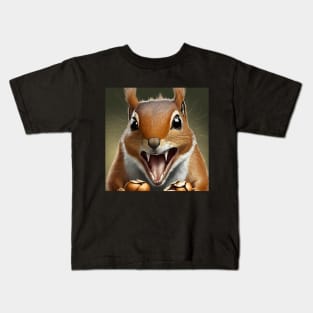 Surprised squirrel with nuts illustration Kids T-Shirt